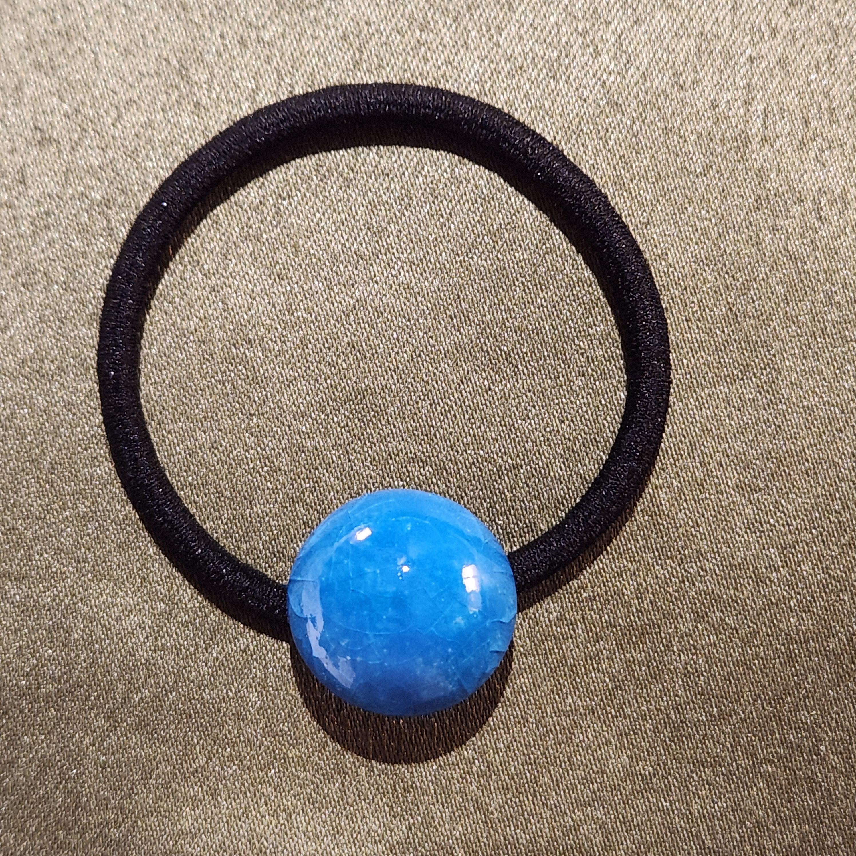 青龍の雫　ヘアゴム陶器　オリジナルハンドメイド1枚目の画像